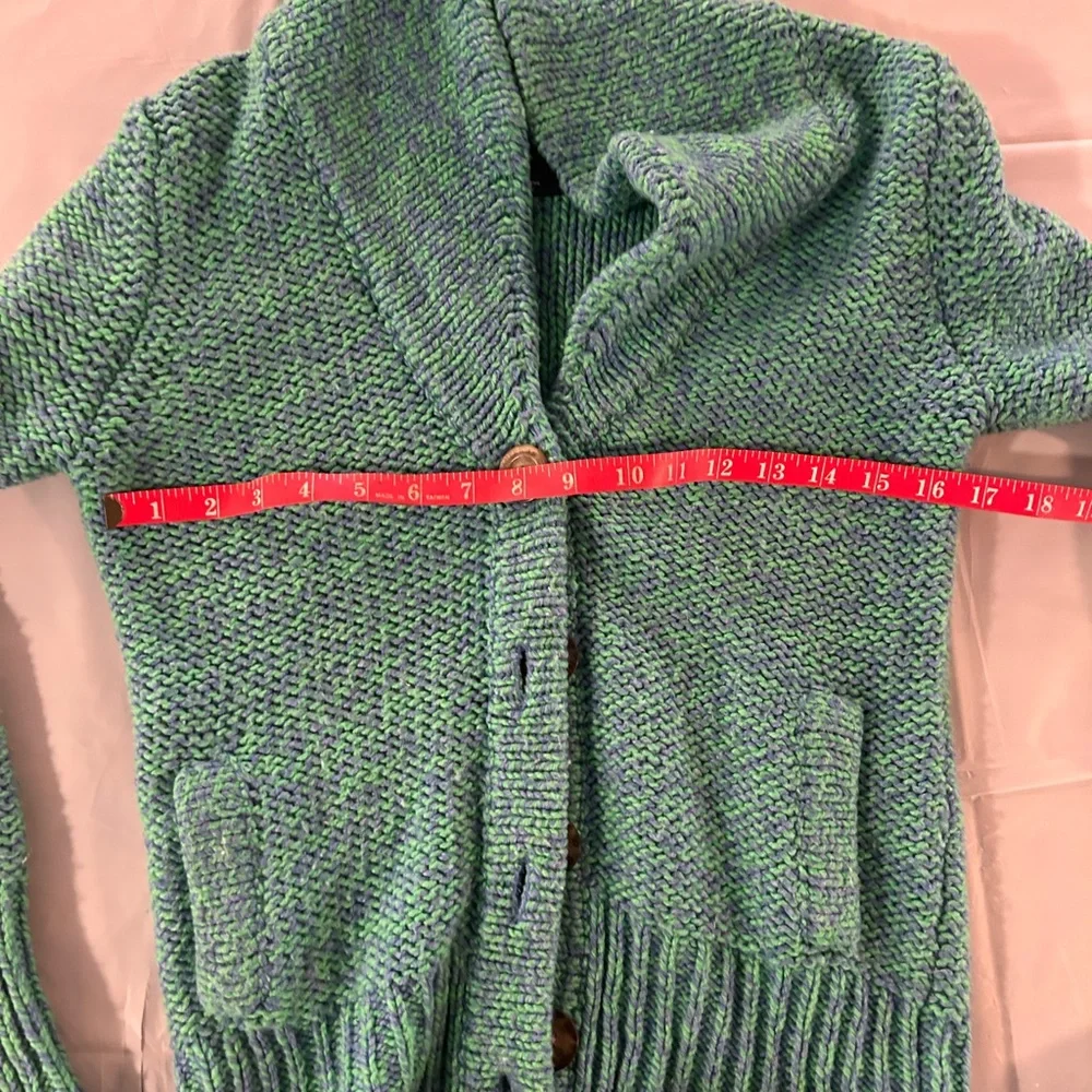 American Eagle Outfitters Cardigan w Pockets Knit Blue Green Warm Wool Blend M - Picture 5 of 6